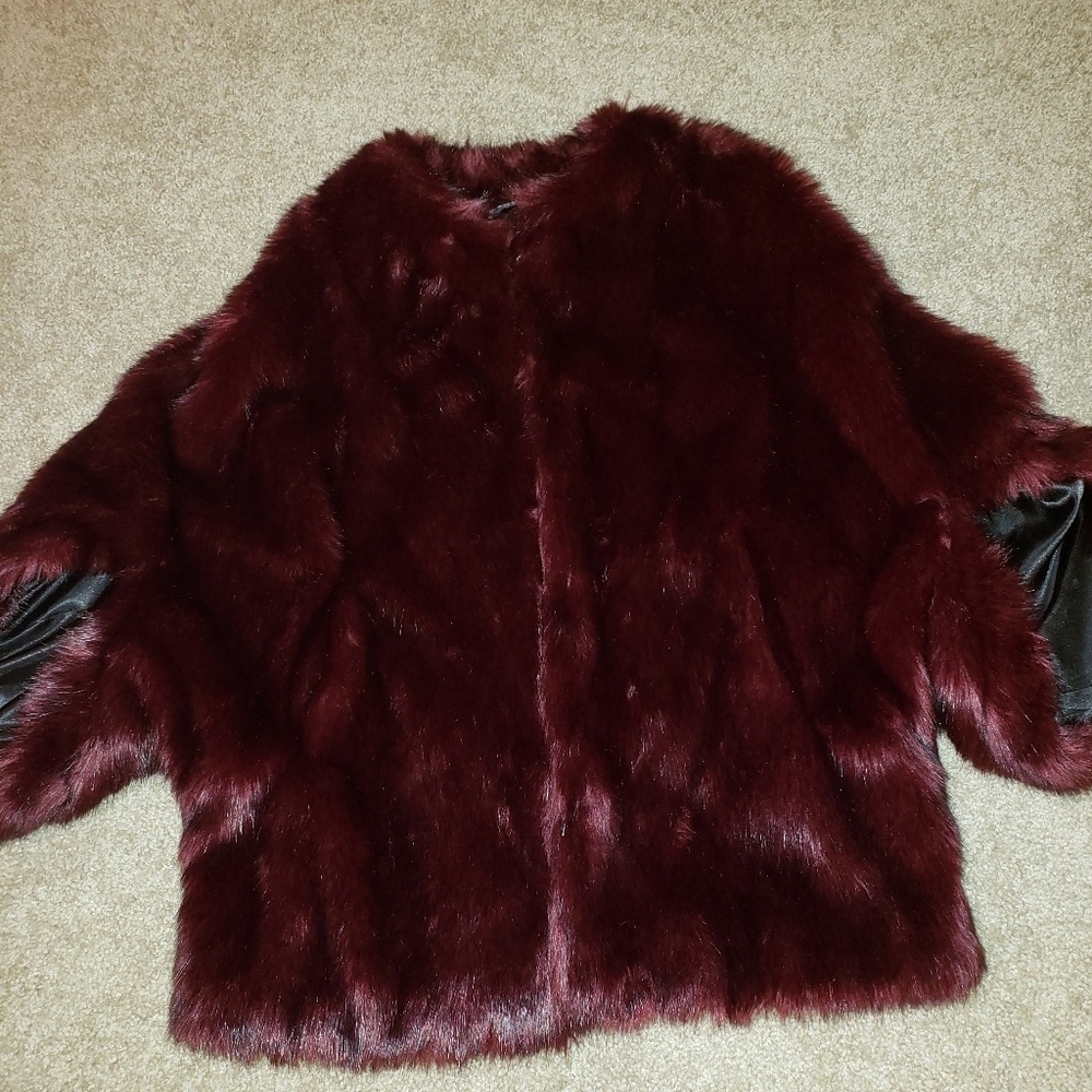 Batwing faux fur coat